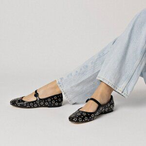 NEW LARROUDE Handmade In Brazil Velvet Blair Ballet Flats in black 825 10t5